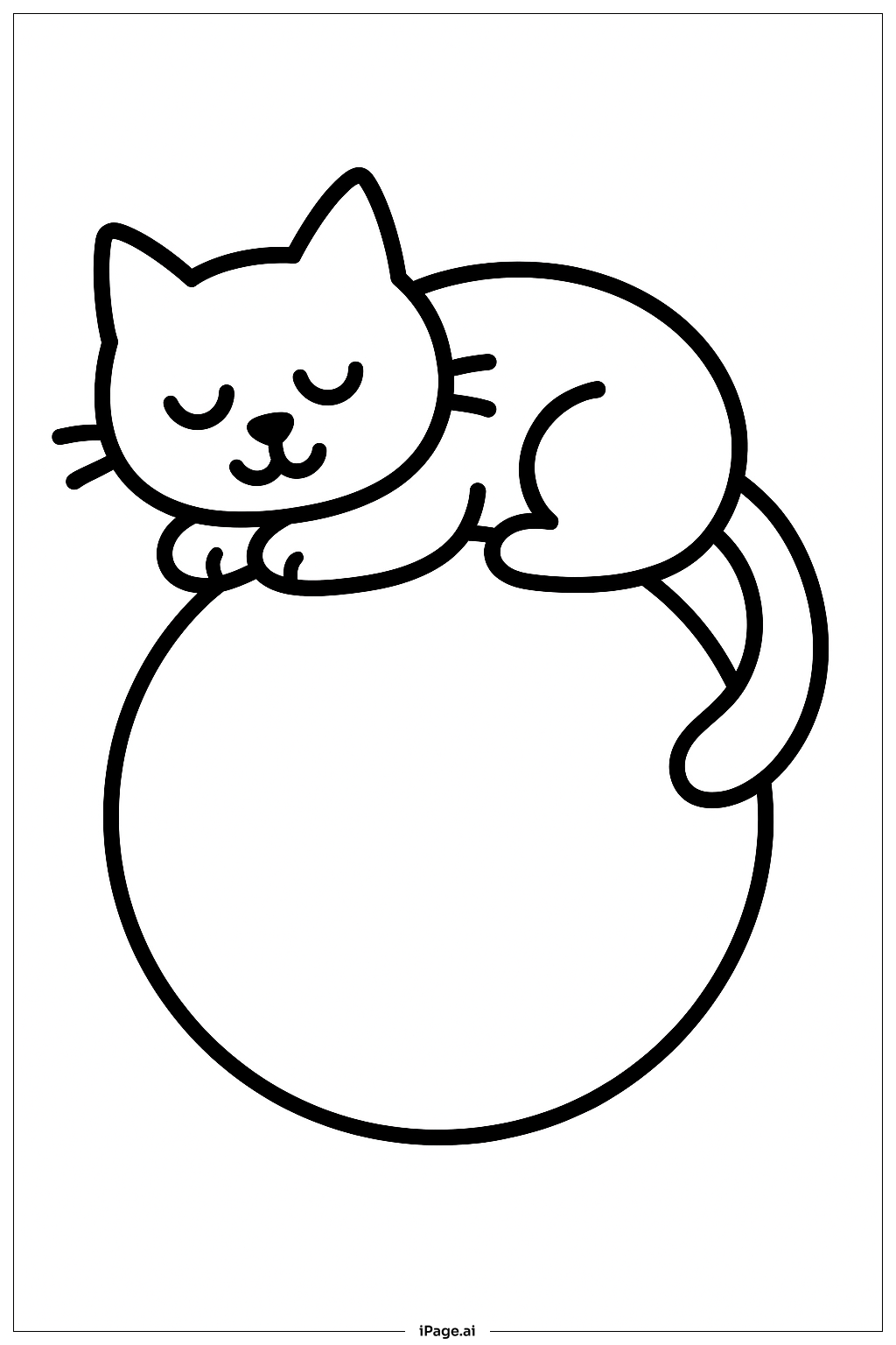 ボールの上での昼寝の塗り絵ページ