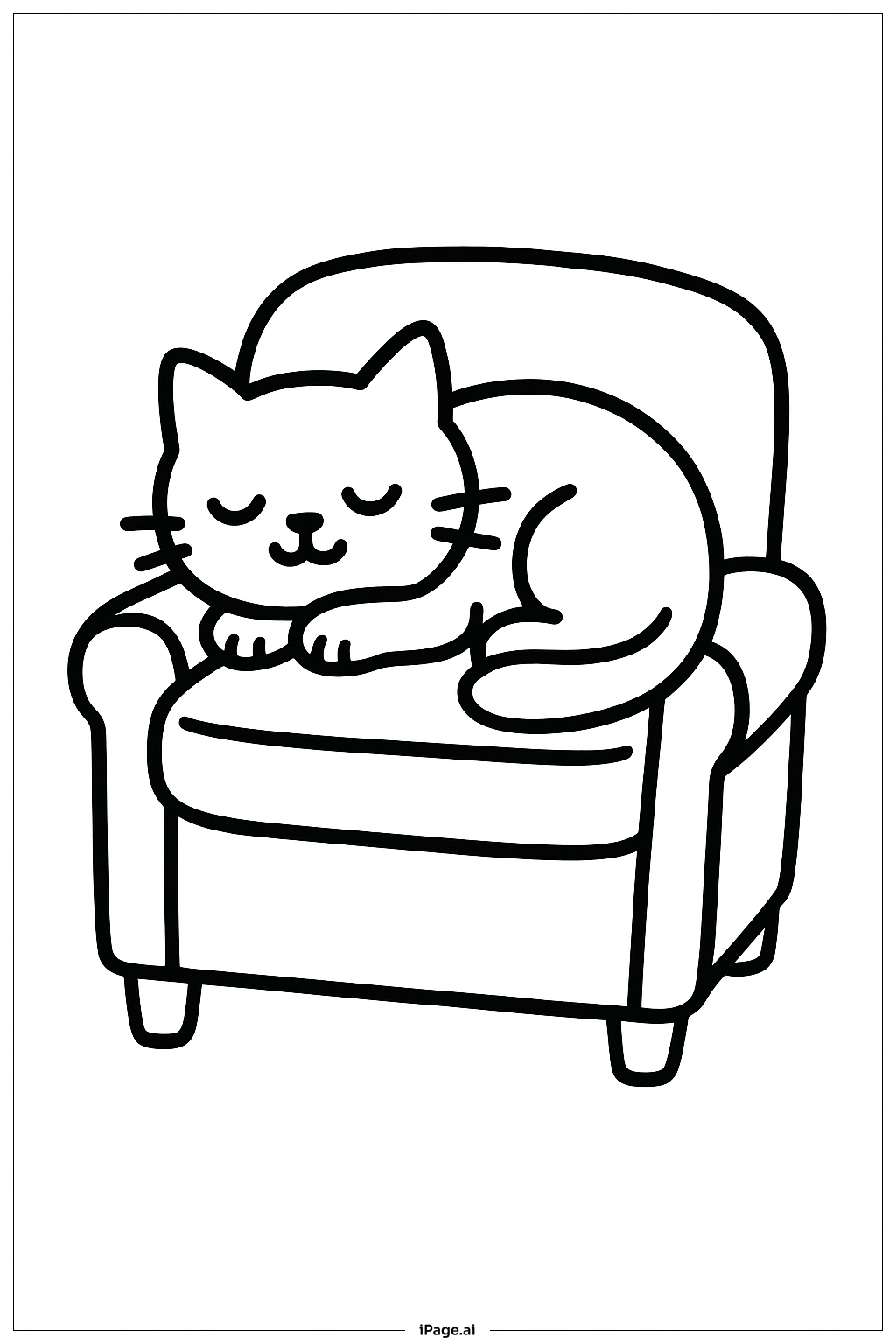  Catnap On Armchair Coloring Page 