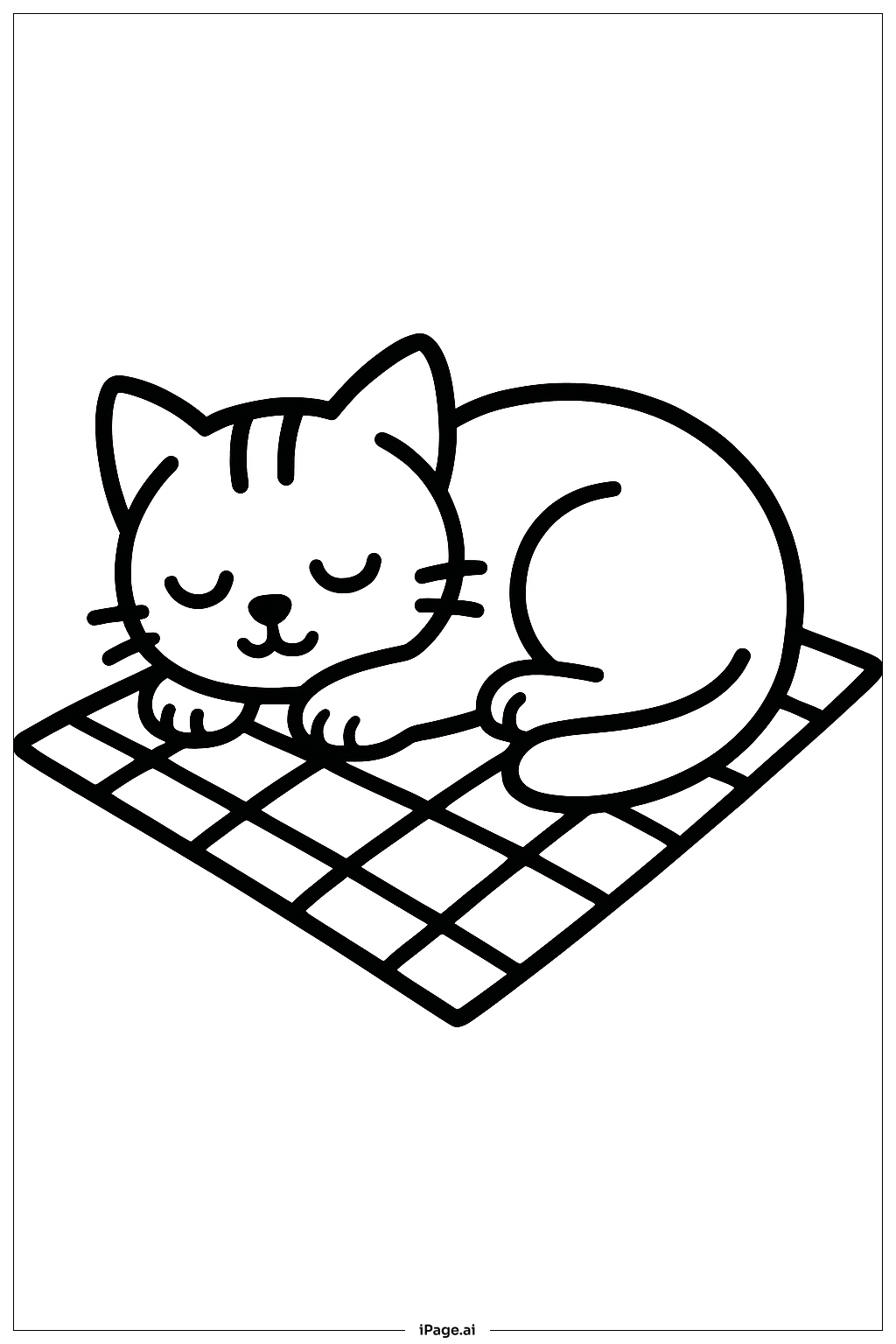  Katzenschläfchen auf der Picknickdecke Ausmalseite 