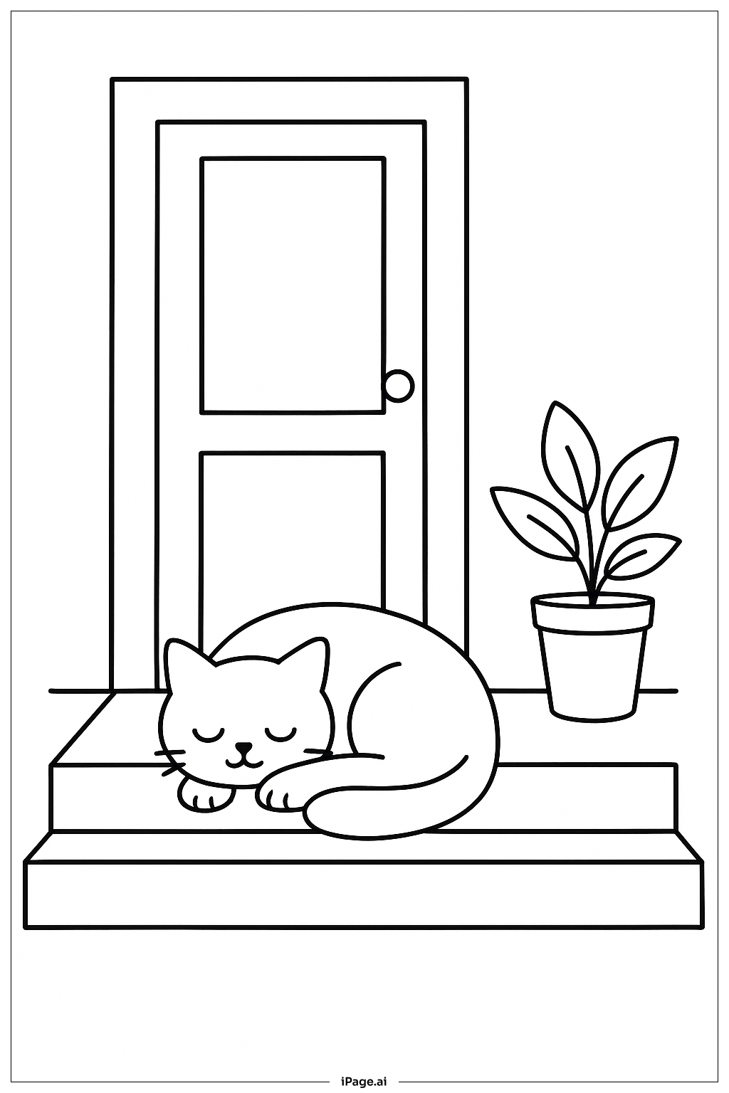  현관 계단에서 꾸벅꾸벅 졸기 색칠공부 페이지 