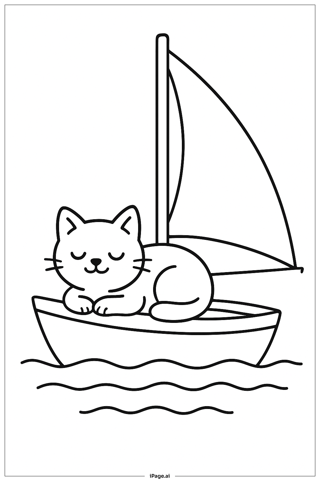  Página para colorear de Siesta en la cubierta del velero 