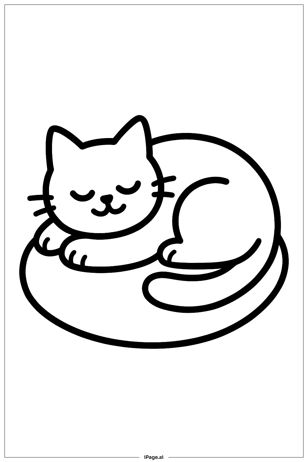 月の枕でうたた寝する猫の塗り絵ページ