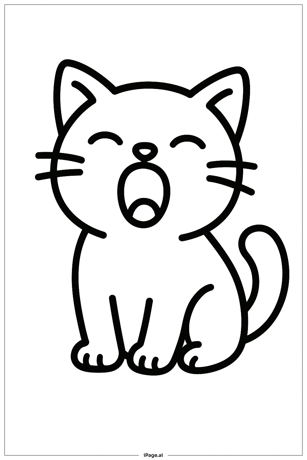 あくびをしながらお昼寝の塗り絵ページ