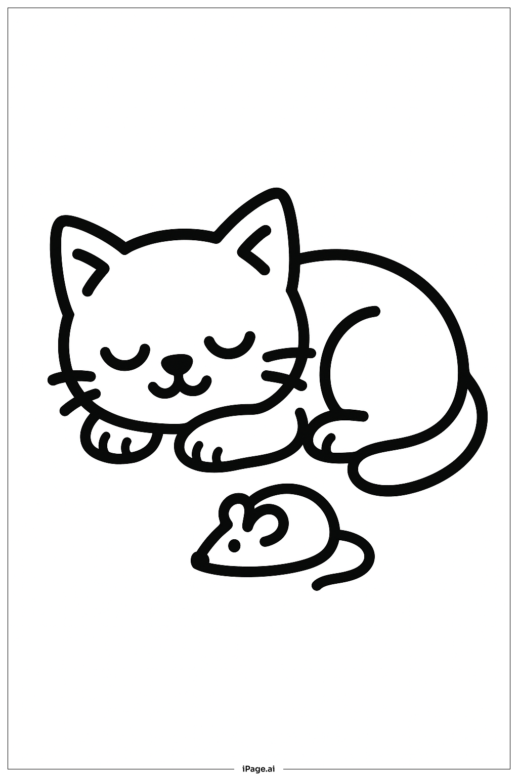与玩具老鼠猫咪午睡填色页