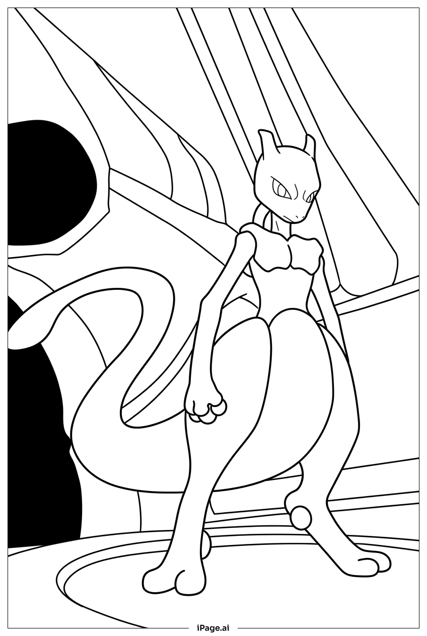 Mewtwo desafiante en la cámara de clonación