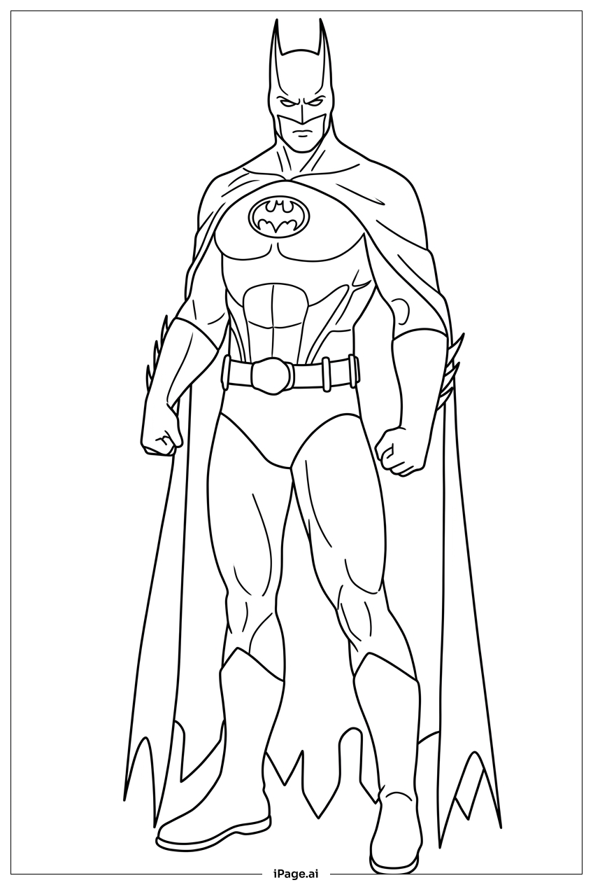 Batman Ready For Action In Classic Suit Coloring Page