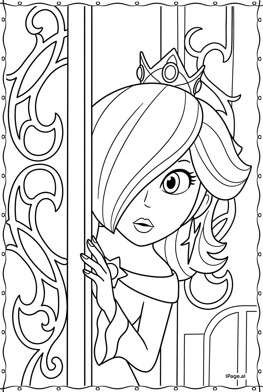  Rosalina Peeking From Ornate Observatory Door Coloring Page 