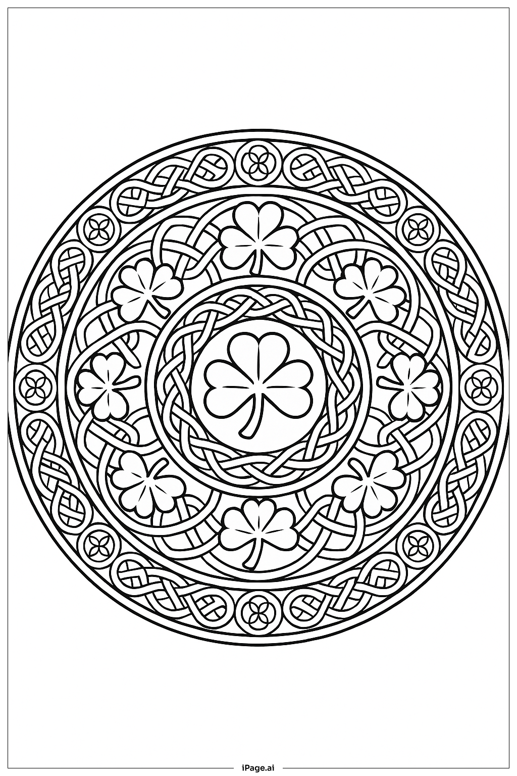  Celtic Pattern Mandala St. Patrick's Day Coloring Page 