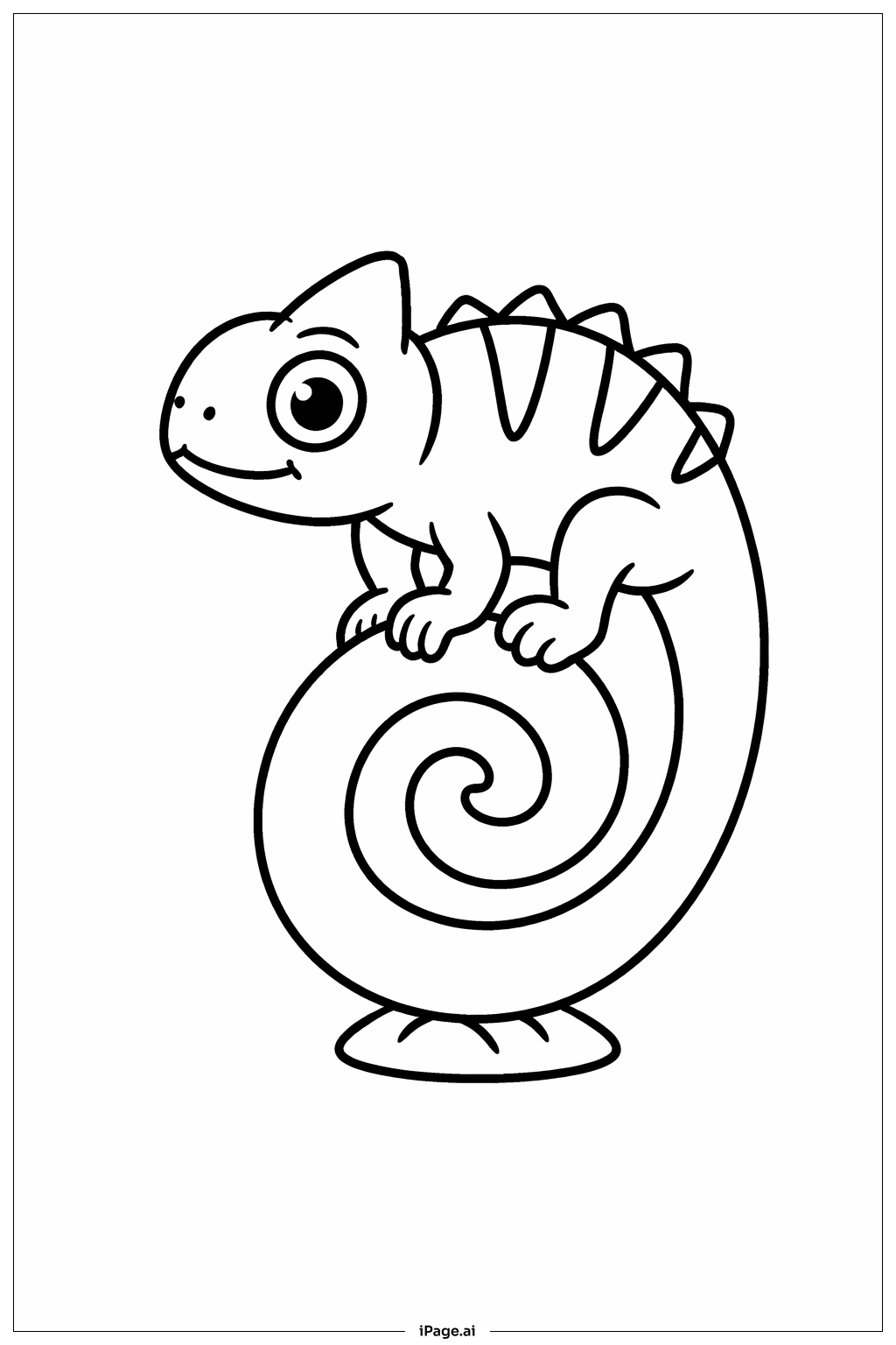 Page de coloriage Caméléon en équilibre sur sa queue