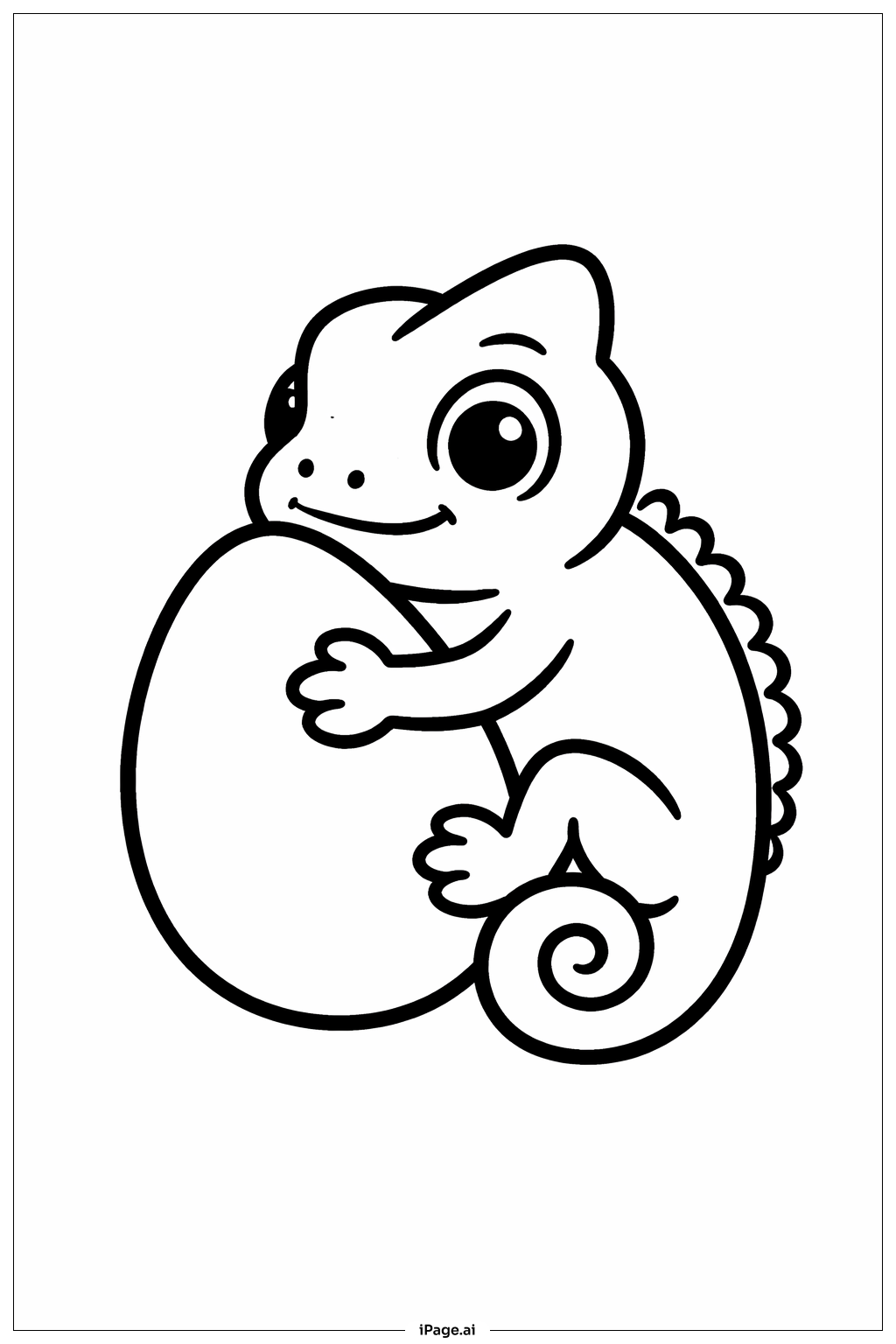 Page de coloriage Caméléon serrant un œuf