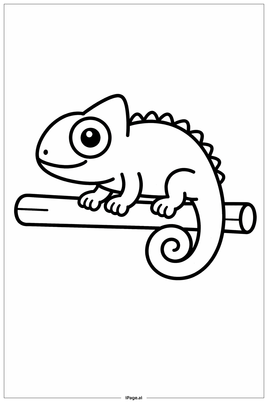 Page de coloriage Caméléon sur une branche