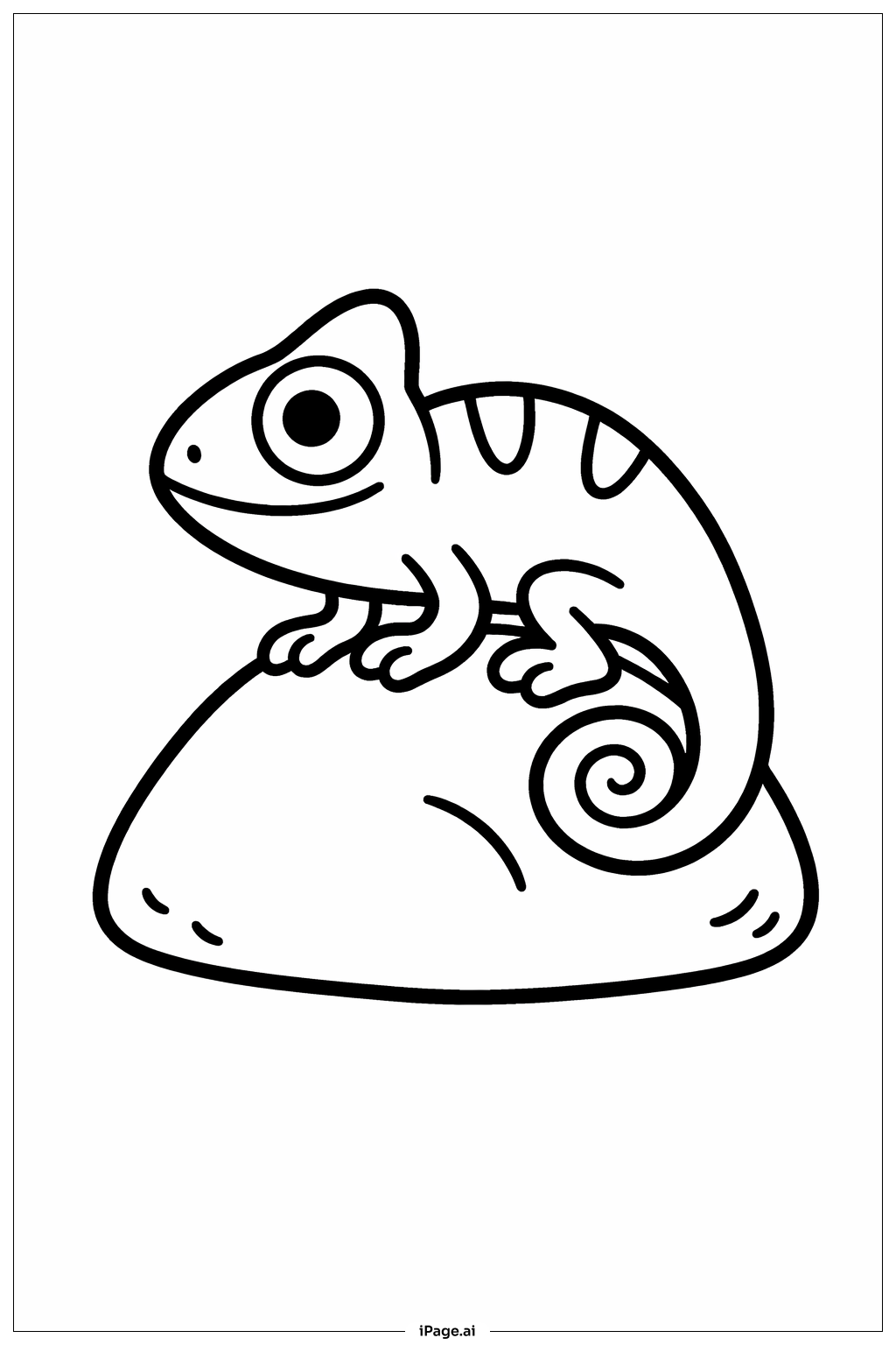 Page de coloriage Caméléon sur roche simple