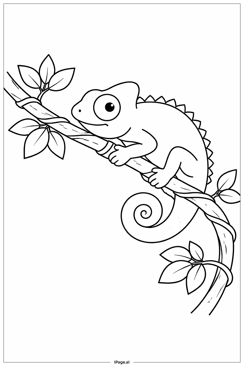 Page de coloriage Caméléon Sur Une Vigne