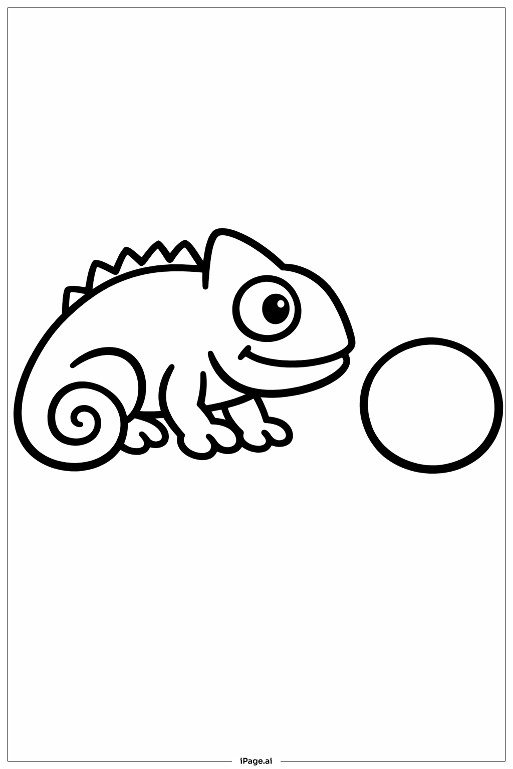 Page de coloriage Caméléon Jouant Avec Une Balle