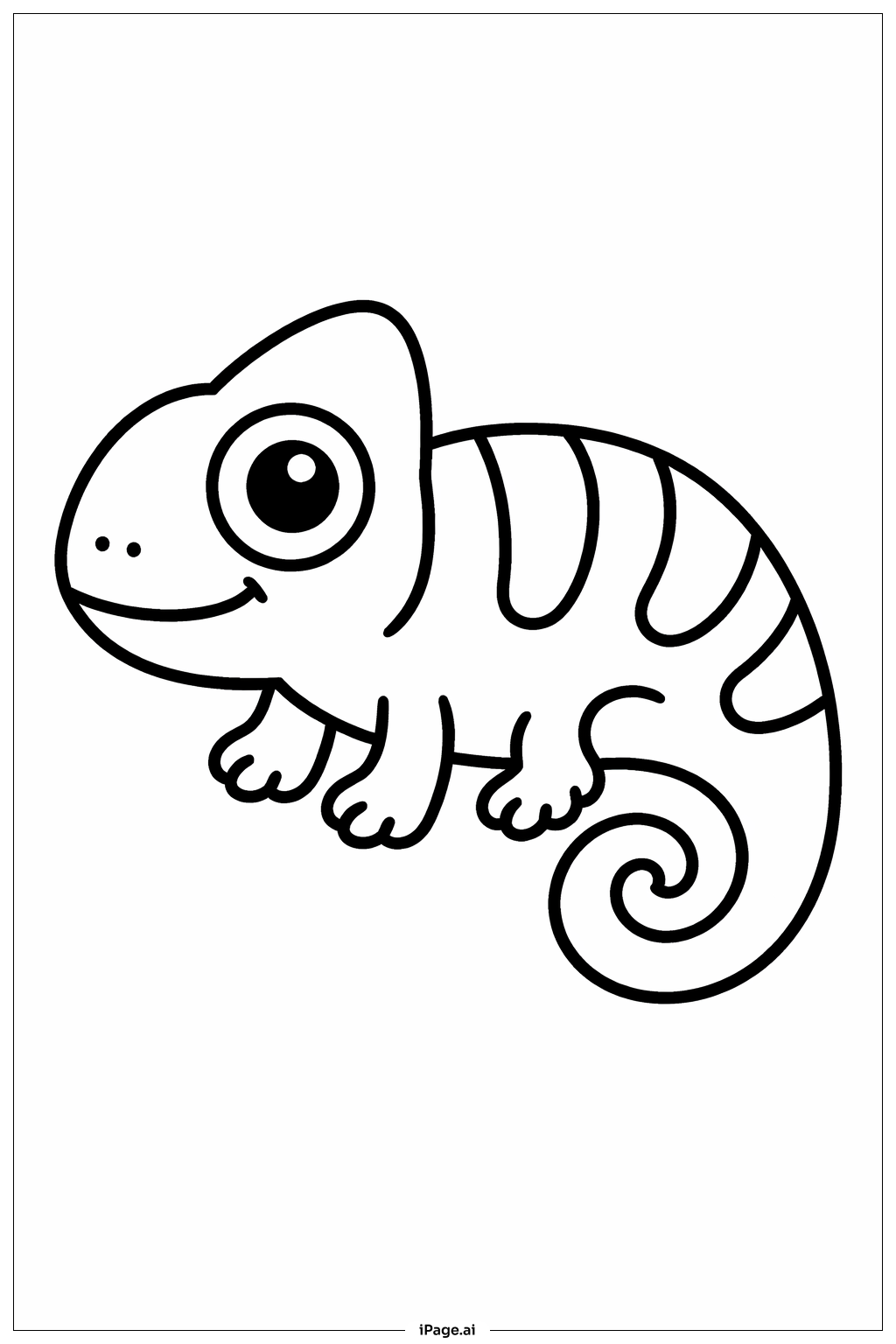 Page de coloriage Caméléon avec dos à motifs