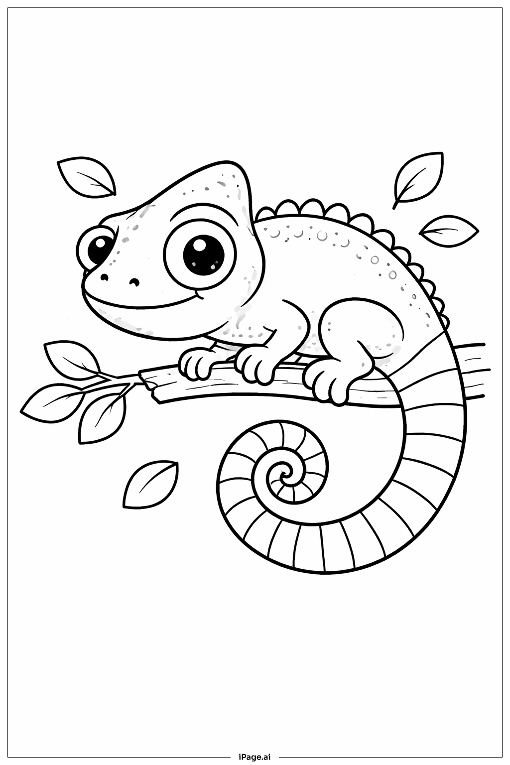 Page de coloriage Caméléon à queue motifée