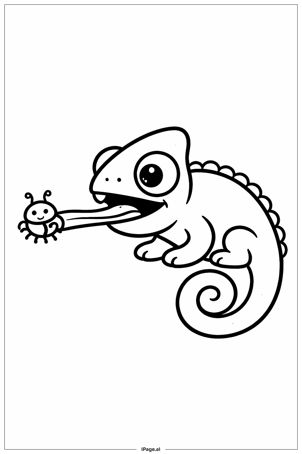 Page de coloriage Caméléon avec la langue sortie