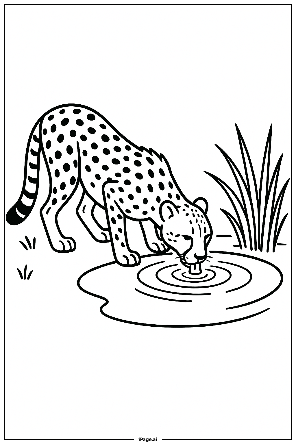  池塘边的猎豹填色页 