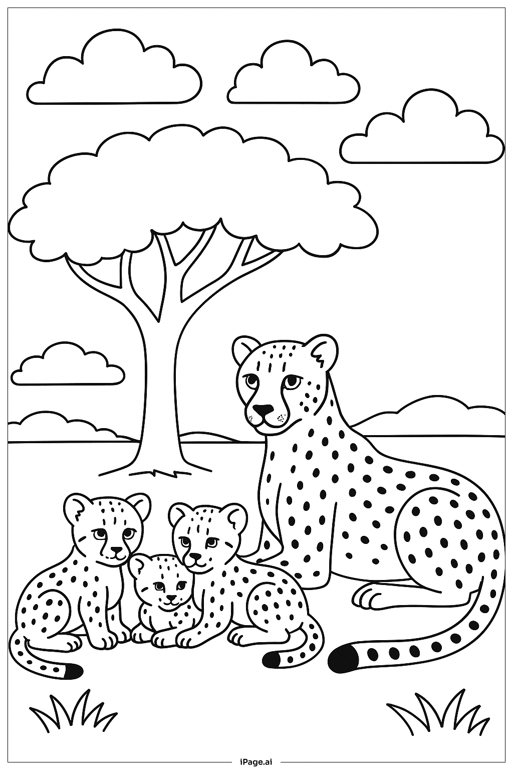 樹下的獵豹家庭