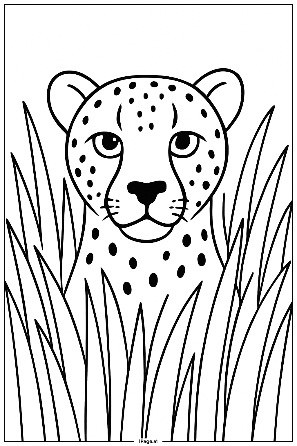  猎豹从草丛中探出头填色页 