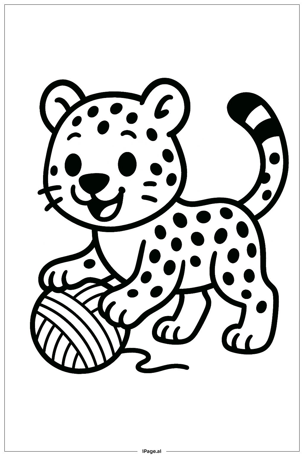  猎豹玩毛线球填色页 