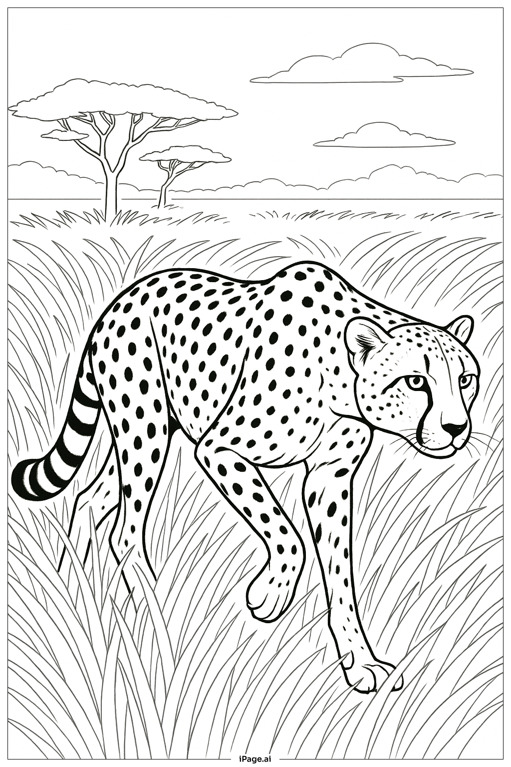 猎豹在高草中潜行