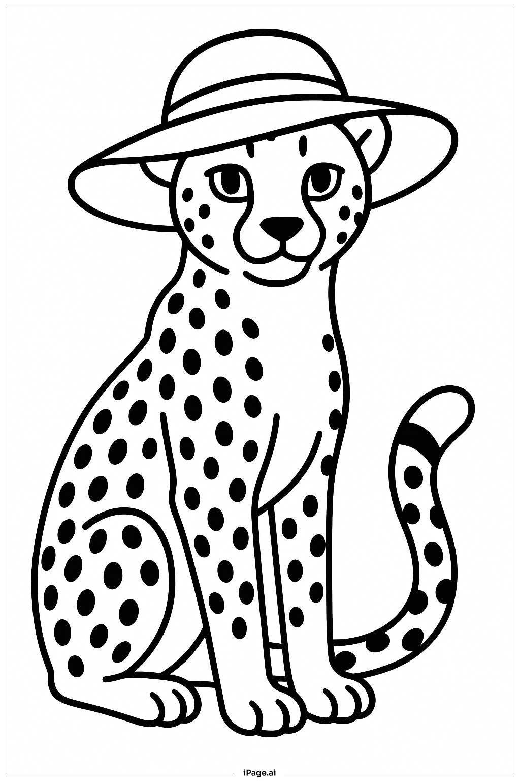  戴太阳帽的猎豹填色页 