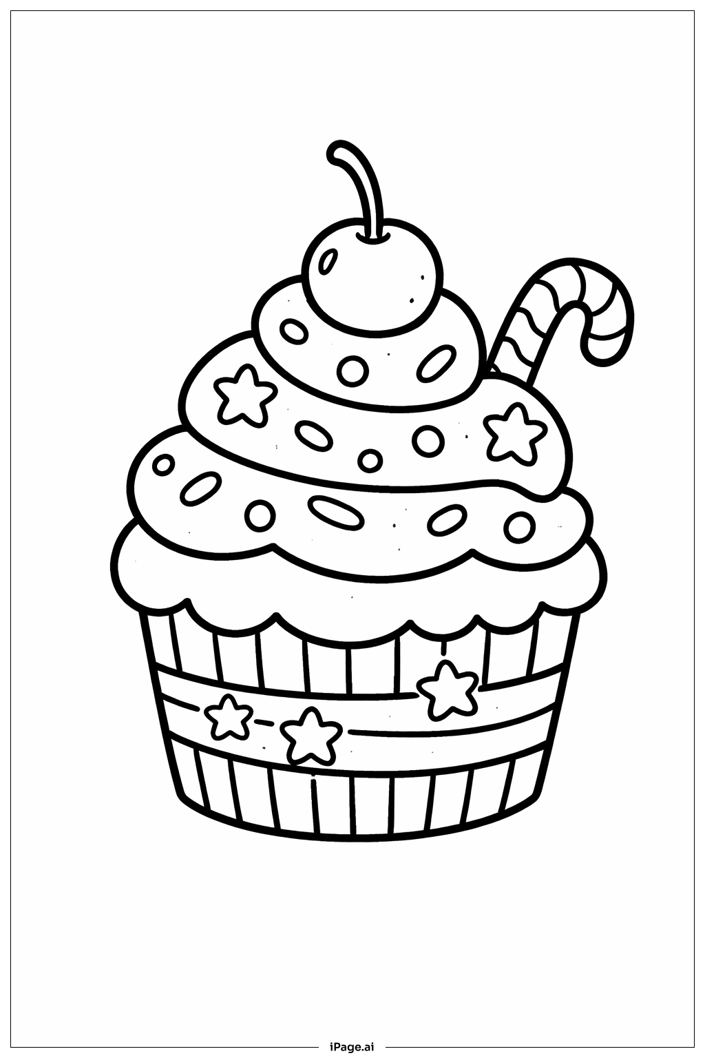  Weihnachts-Cupcake Ausmalseite 