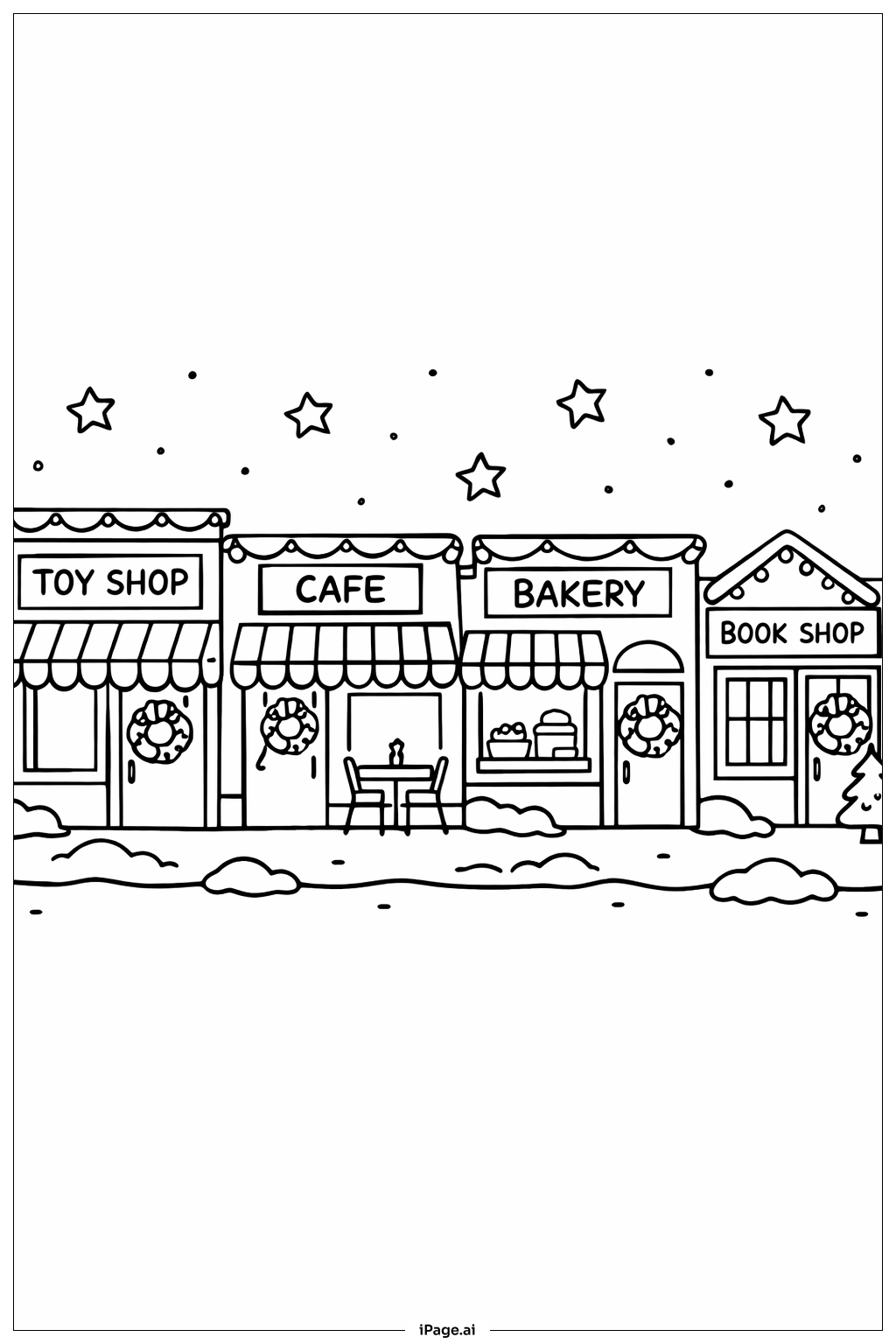  Weihnachtsnachtstraße Ausmalseite 