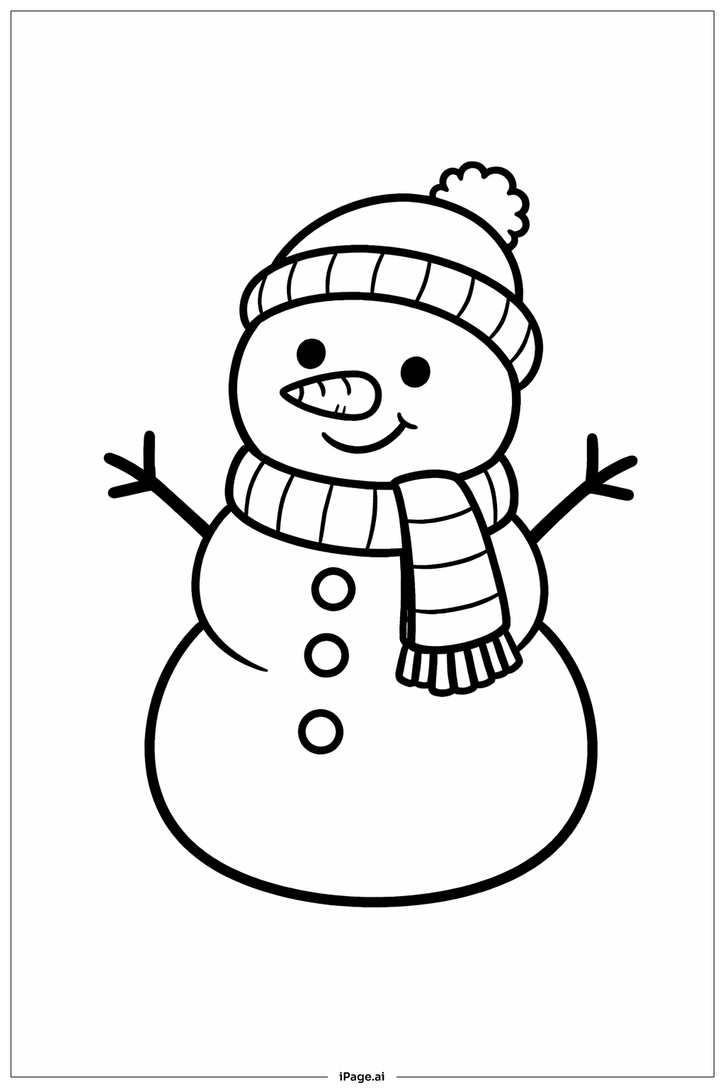  Weihnachtlicher Schneemann Ausmalseite 