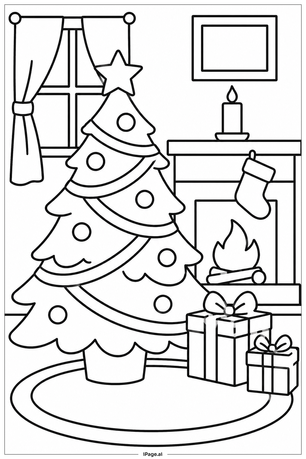  Christmas Tree In Living Room Coloring Page 