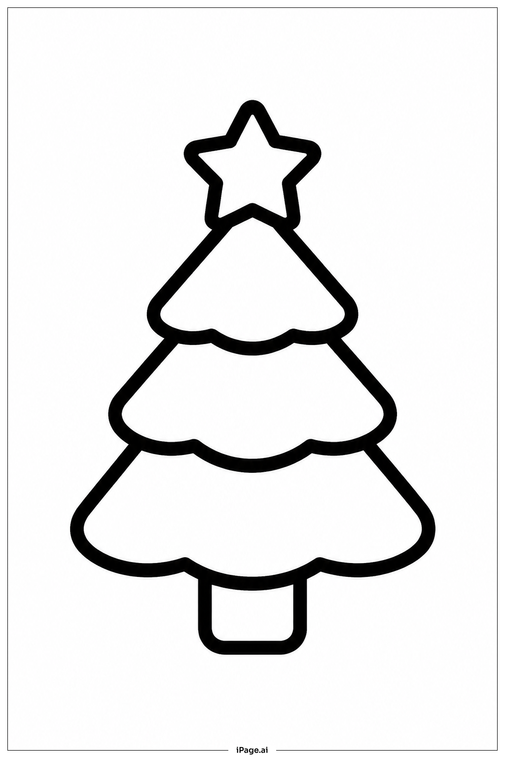  Christmas Tree Simple Outline Coloring Page 