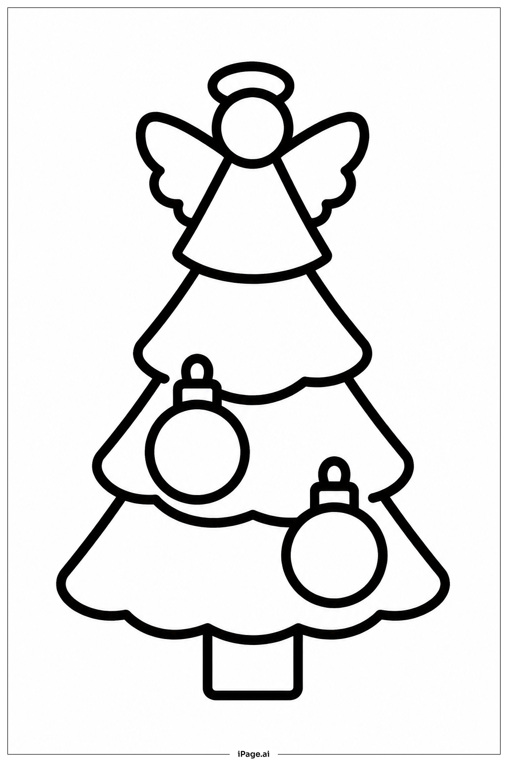  Weihnachtsbaum mit Engelschmuck Ausmalseite 
