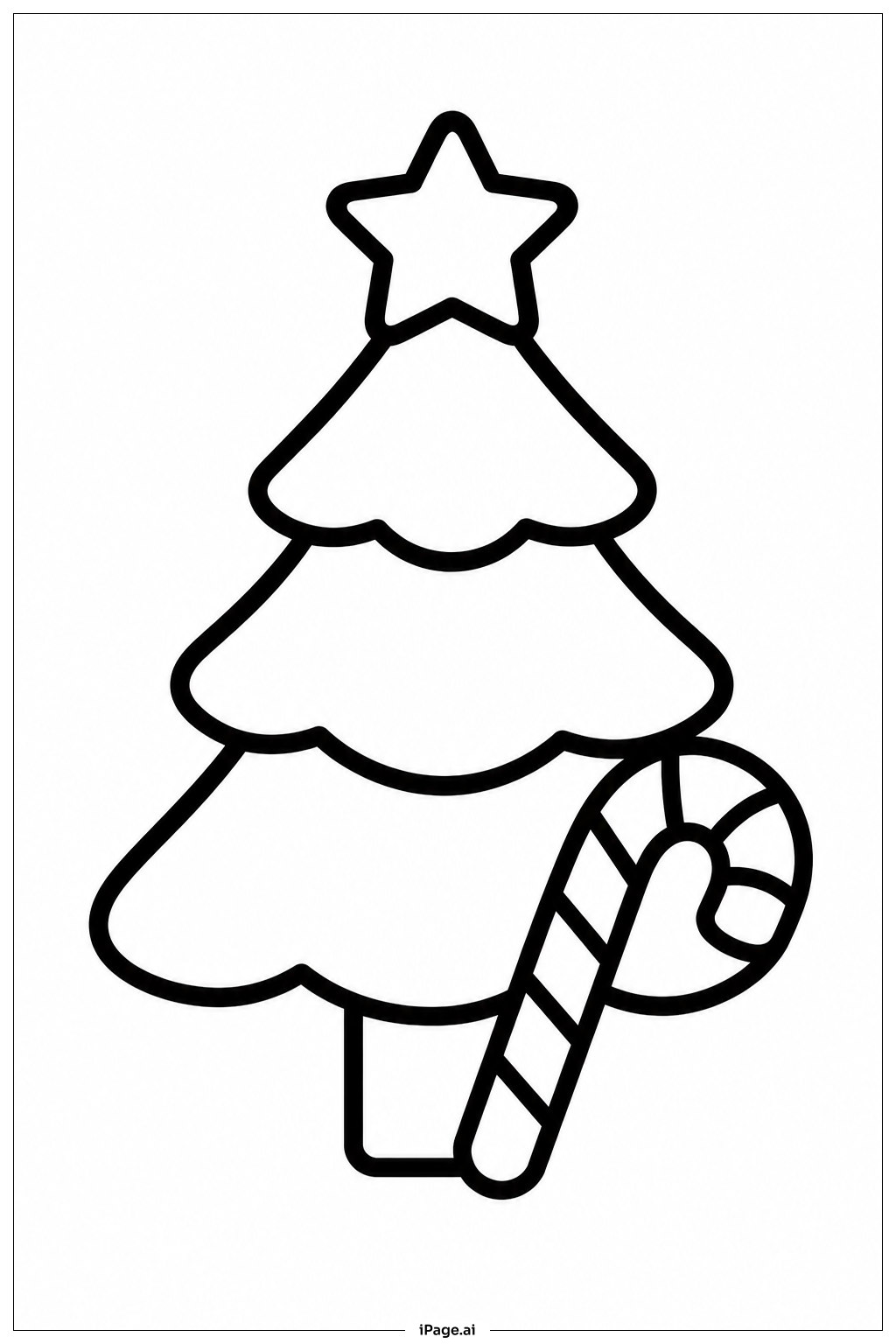  Weihnachtsbaum mit Zuckerstange Ausmalseite 