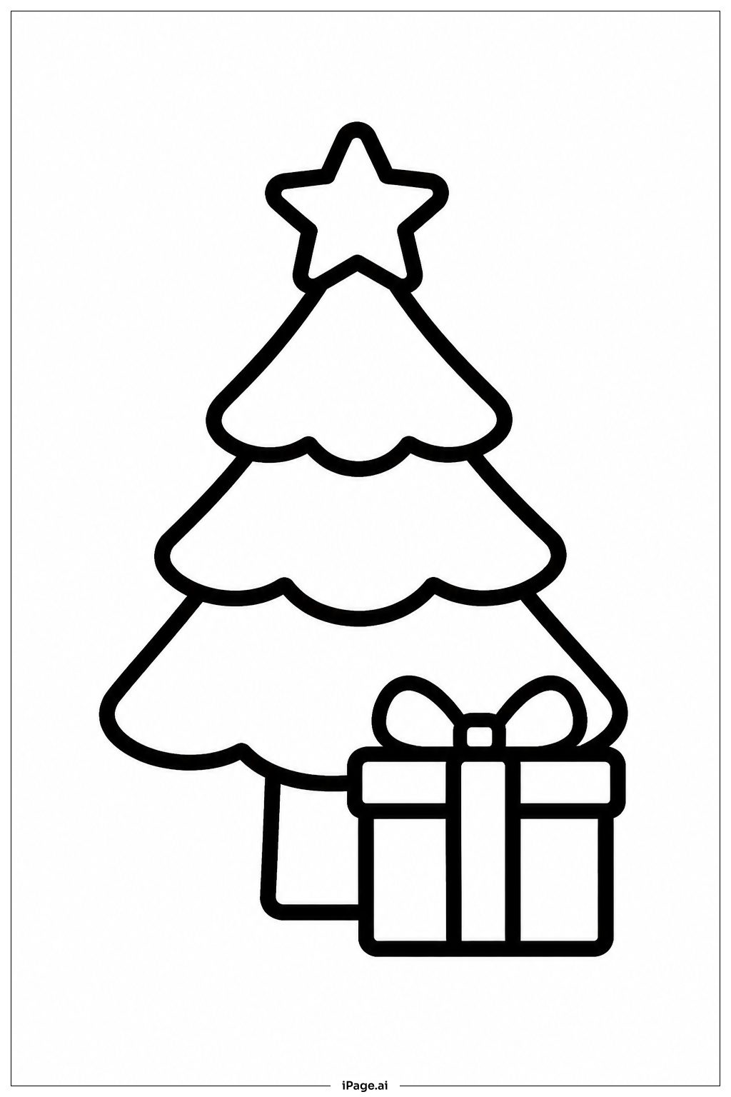  Weihnachtsbaum mit Geschenkkarton Ausmalseite 