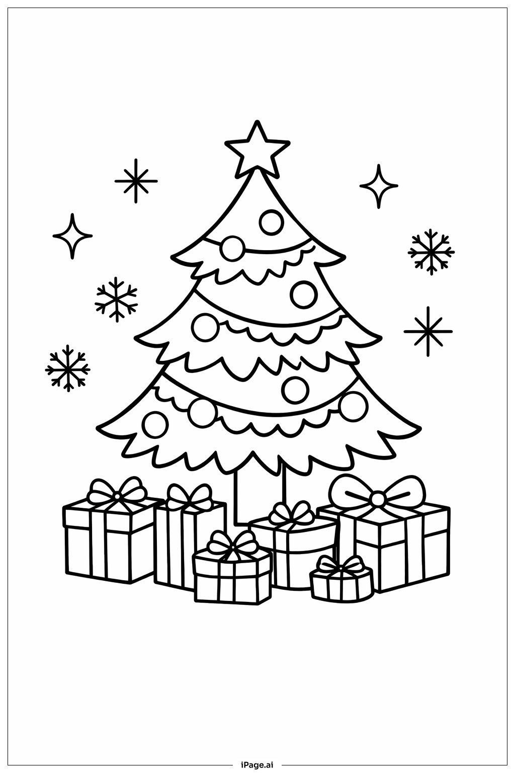  Weihnachtsbaum mit Geschenken Ausmalseite 