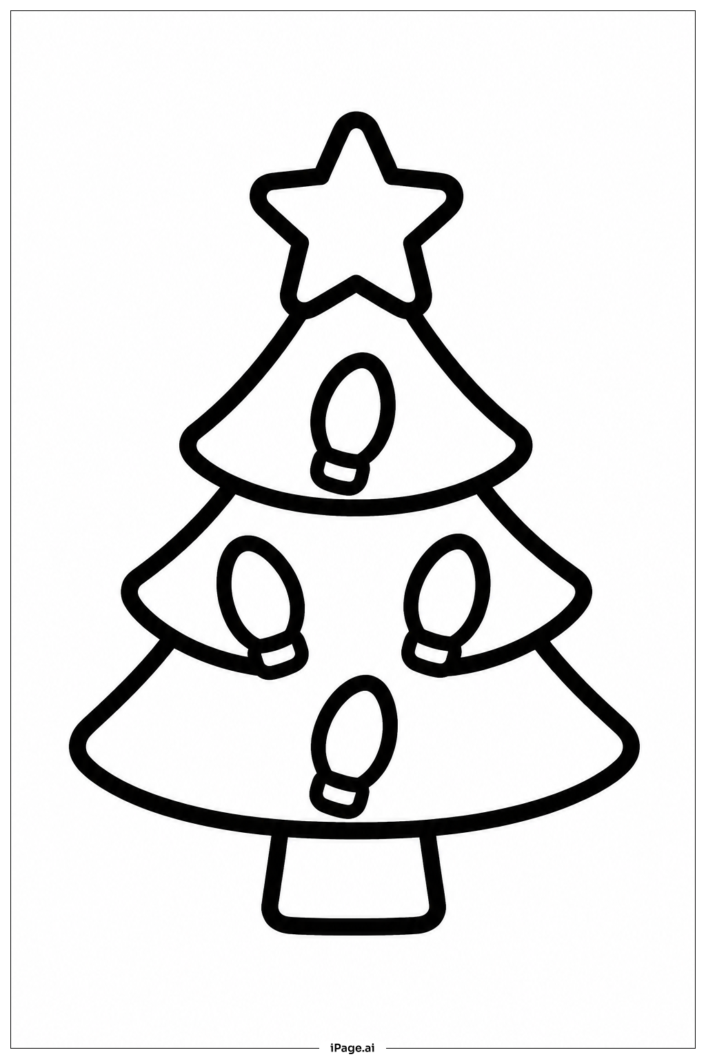  Weihnachtsbaum mit großen Lichtern Ausmalseite 
