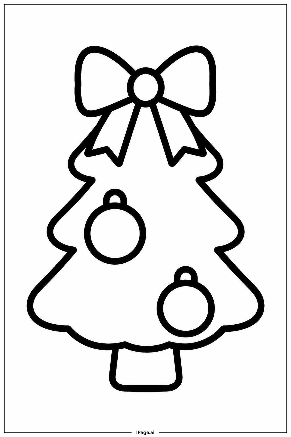 Weihnachtsbaum mit Schleife Ausmalseite 