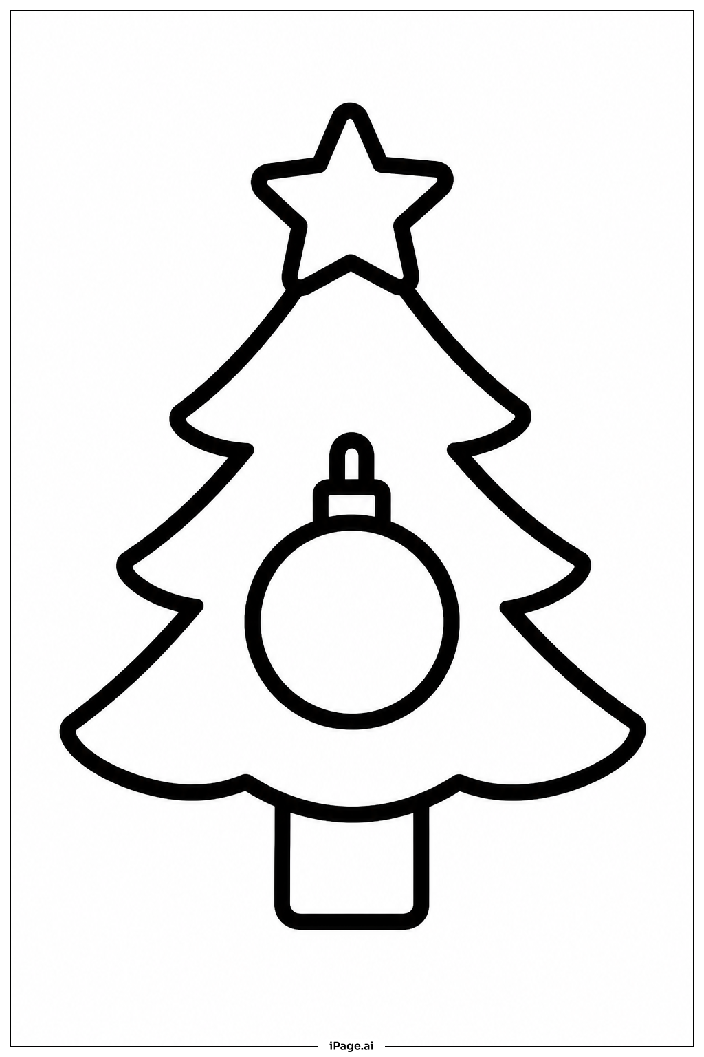  Weihnachtsbaum mit einem Ornament Ausmalseite 