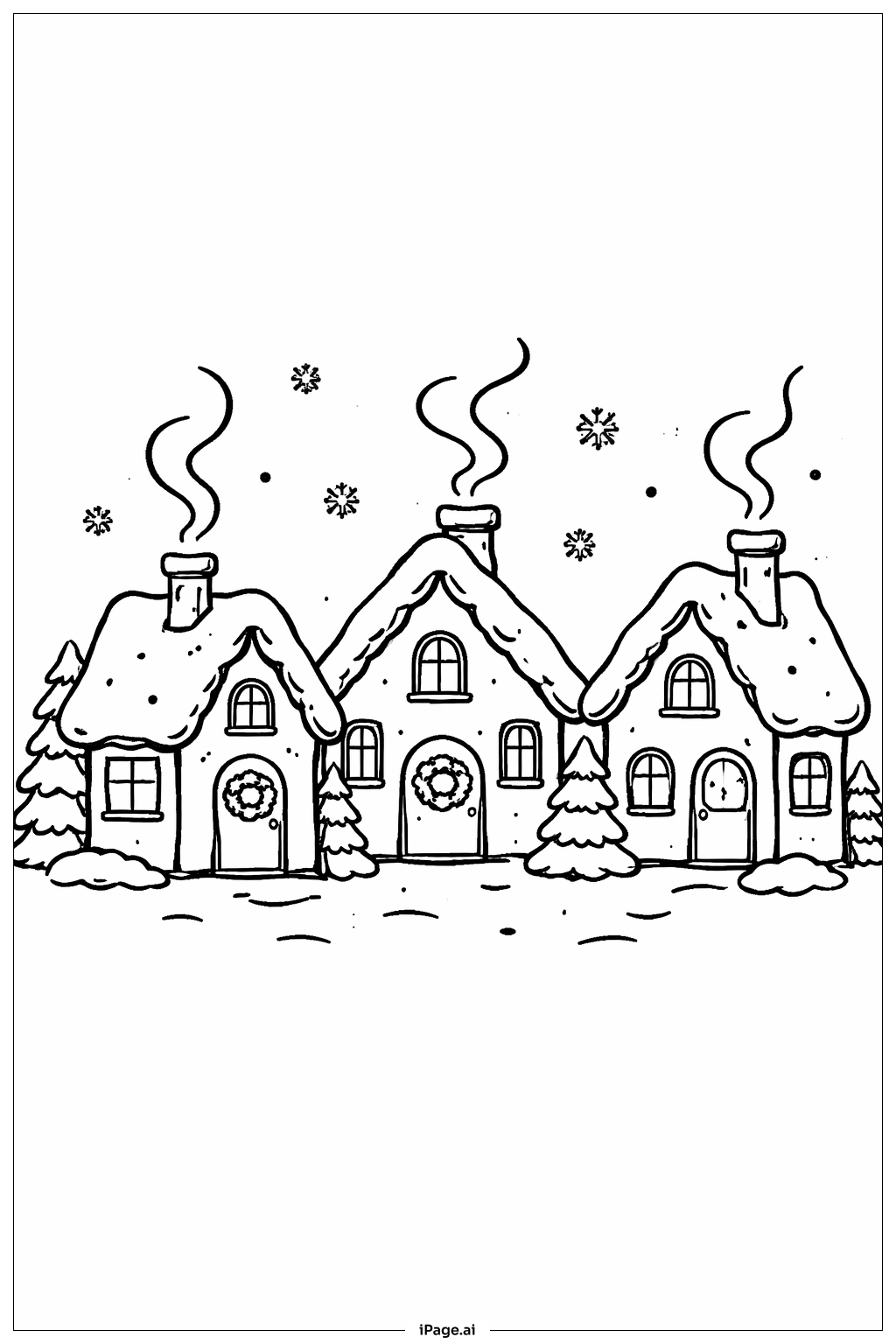  Weihnachtsdorfhäuser Ausmalseite 