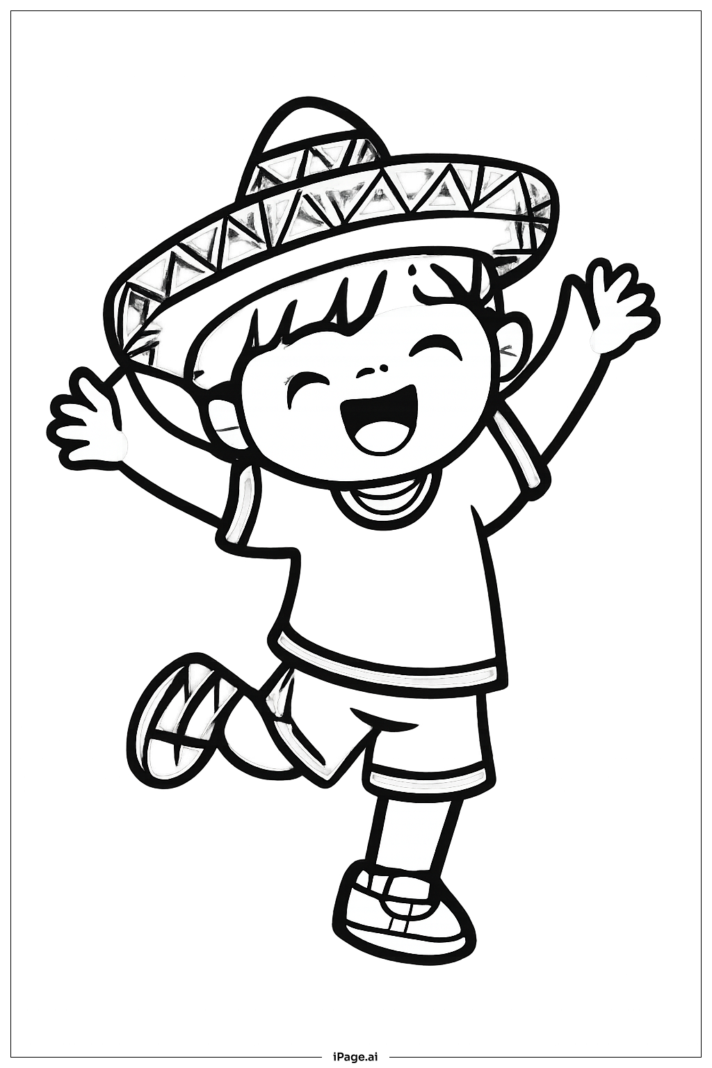  Página para colorir de Criança Dançando no Cinco De Mayo 