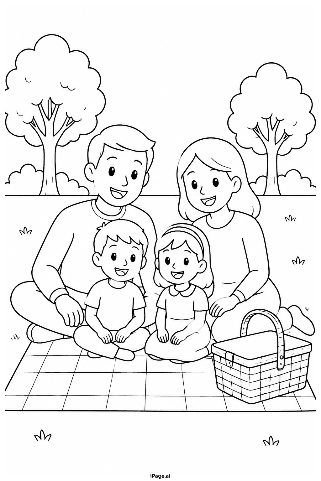  Página para colorir de Cobertor de Piquenique da Família Cinco De Mayo 
