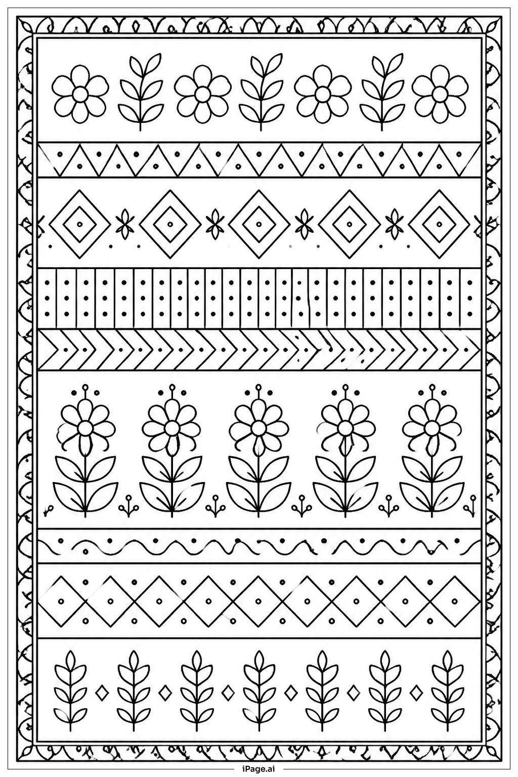  Página para colorir de Painel de Padrão Folk Art do Cinco De Mayo 