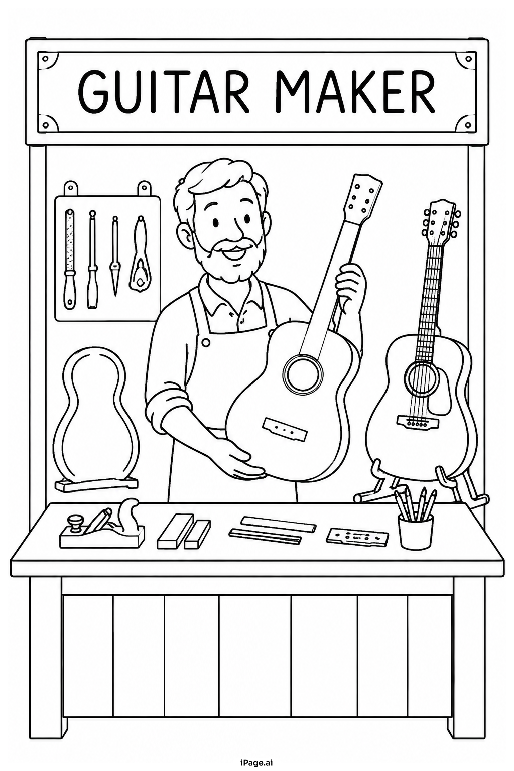  Página para colorir de Barraca do Fabricante de Guitarras do Cinco De Mayo 