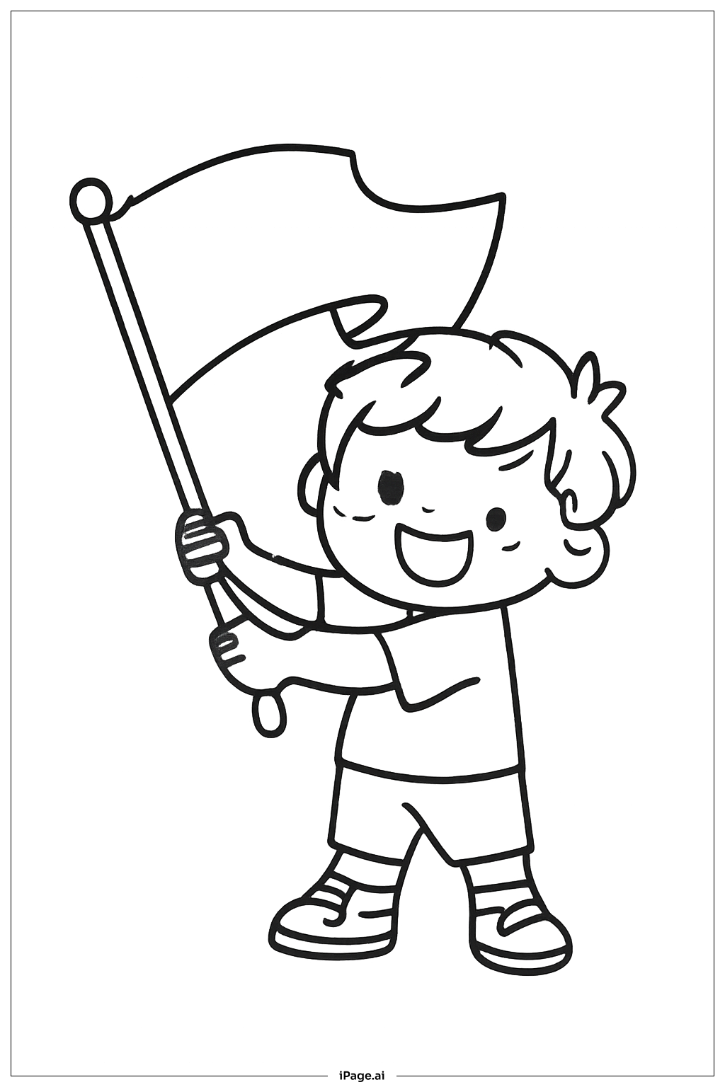  Página para colorir de Cinco De Mayo Criança Feliz Segurando Bandeira 