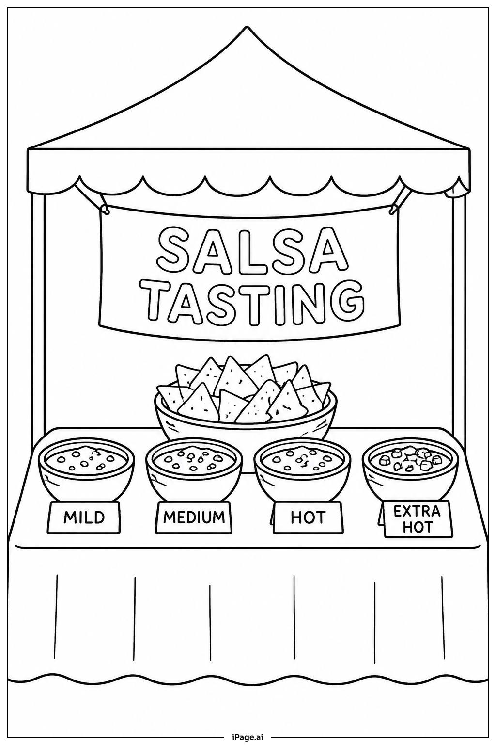  Página para colorir de Mesa de Degustação de Salsa do Cinco De Mayo 