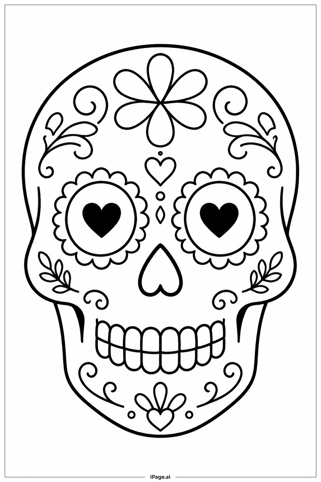  Página para colorir de Arte de Rosto de Caveira de Açúcar do Cinco De Mayo 