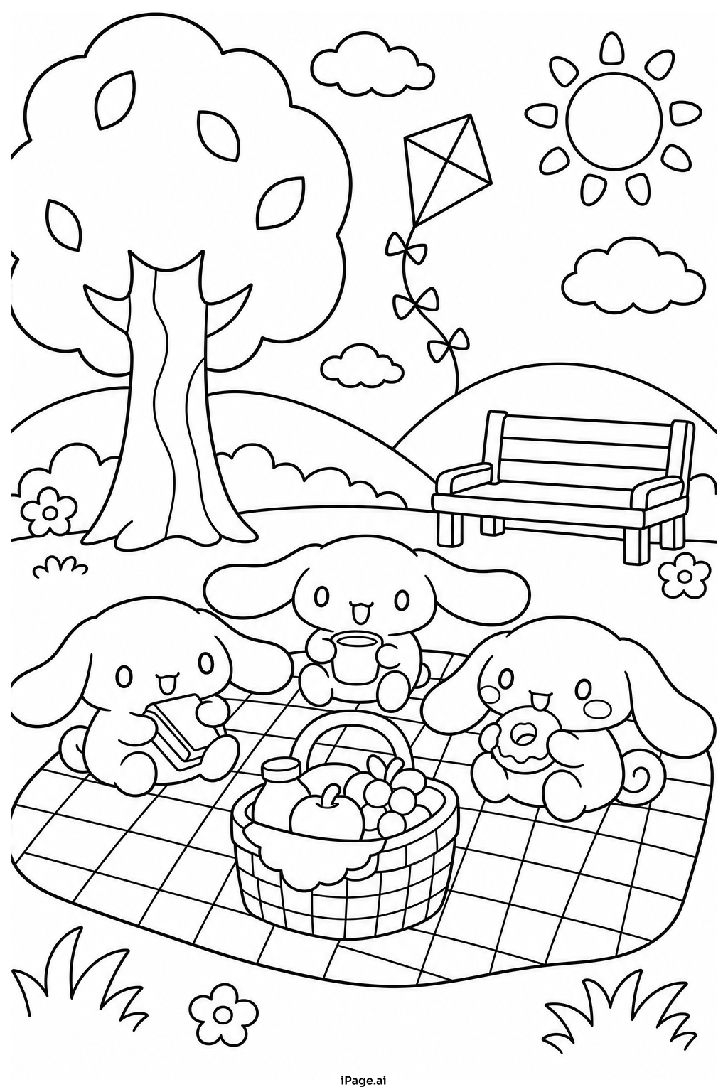  Trang tô màu Cinnamoroll Và Những Người Bạn Dã Ngoại 