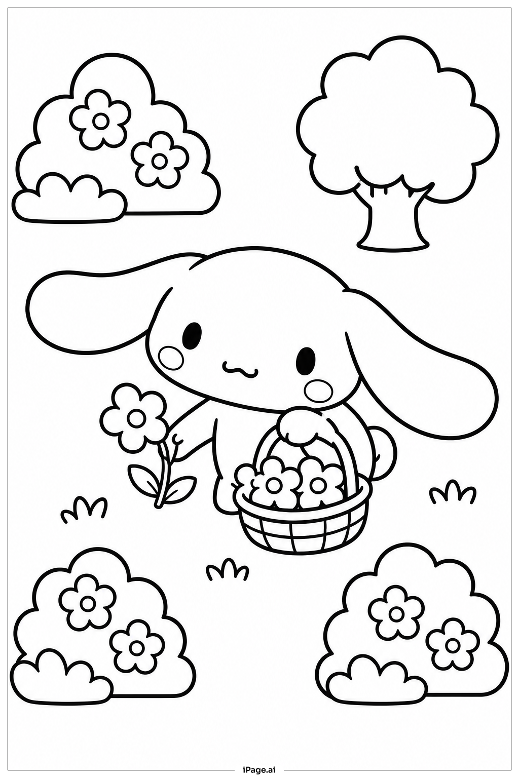  玉桂狗采花填色页 