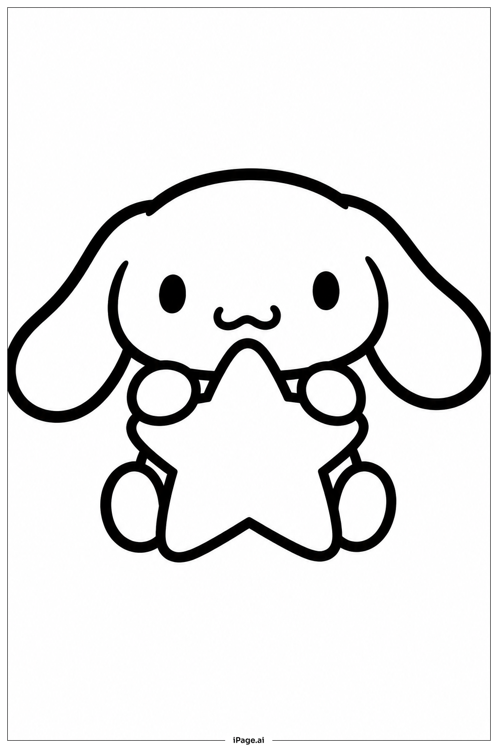  Page de coloriage Cinnamoroll Tenant une étoile 
